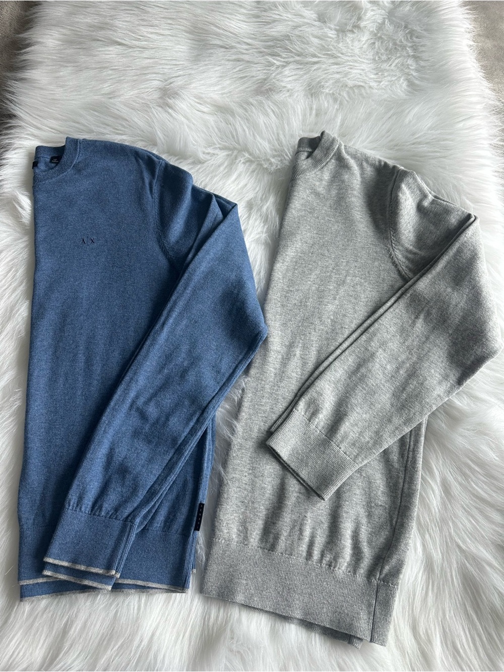 Armani Exchange Men's Blue Crewneck  Knit/H&M grey Sweater Sz M/L